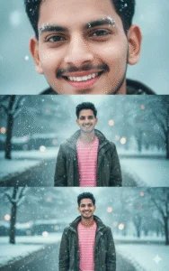Google Gemini 3 Layer Snowfall Ai Photo Editing | Winter Ai Photo Edit Prompt